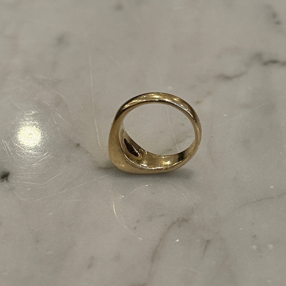 14k GOLD & DIAMOND 5 Stone Channel Set Gypsy Band Boat Ring, Circa 1980s–90s - Picture 6 of 7